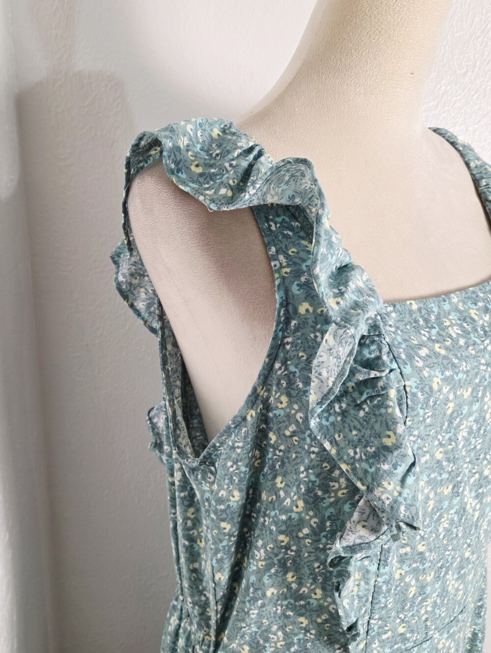 a.n.a Teal, Green & Yellow Floral Ruffled Tie in Back Maxi Dress, Size XXL, NWT - Picture 3 of 12
